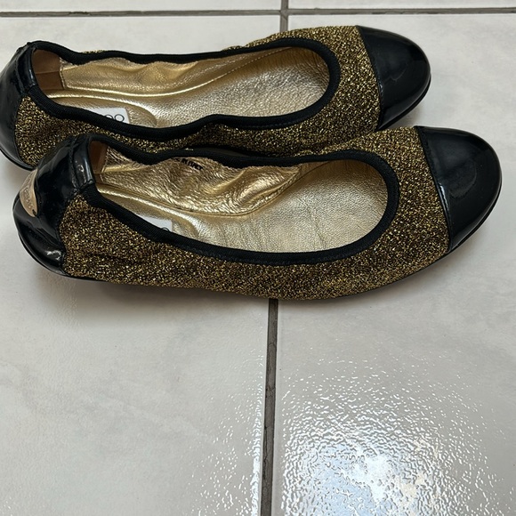 Jimmy Choo gold black metallic shimmer ballet flats - Picture 4 of 8